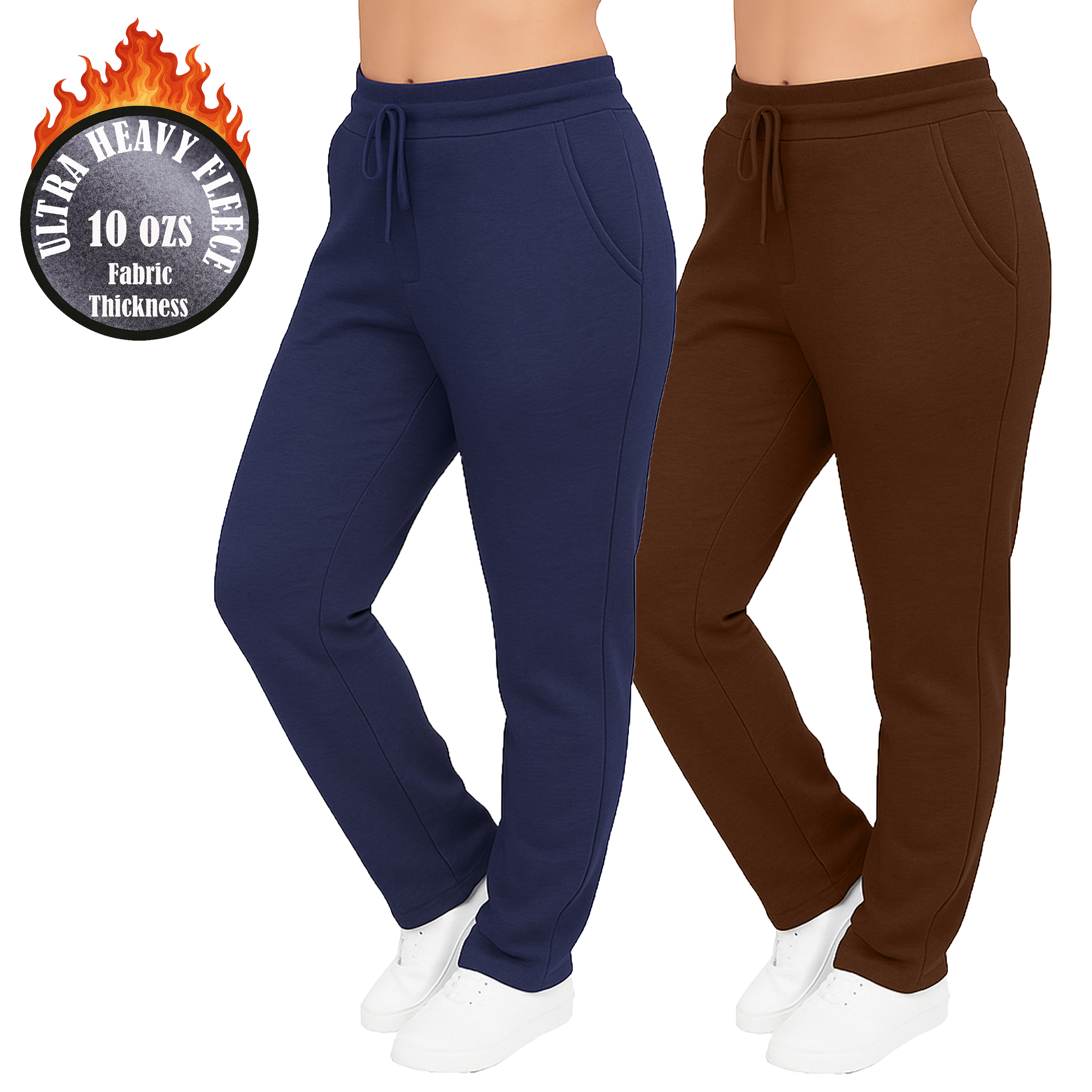 Womens Heavyweight Fleece-Lined Sweatpants (1 or 2pk) - Gallery 28