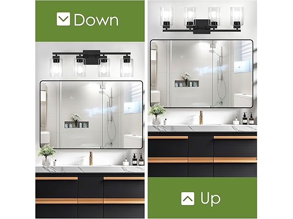 BesLowe 4-Light Bathroom Light Fixture Black