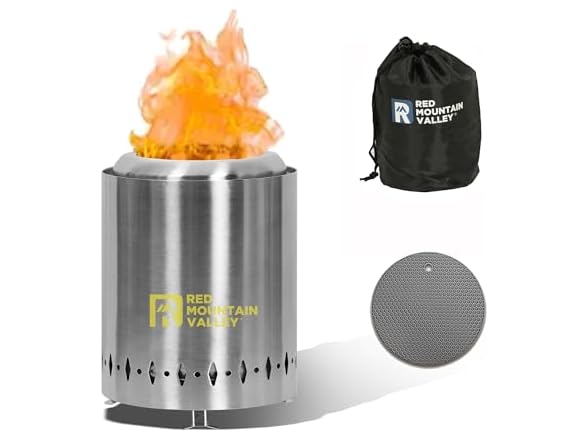 Red Mountain Valley Smokeless Tabletop Fire Pit, Silver