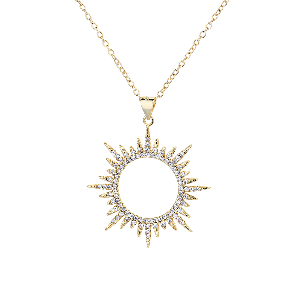 14k Gold Crystal Starburst Necklace - Gallery 3