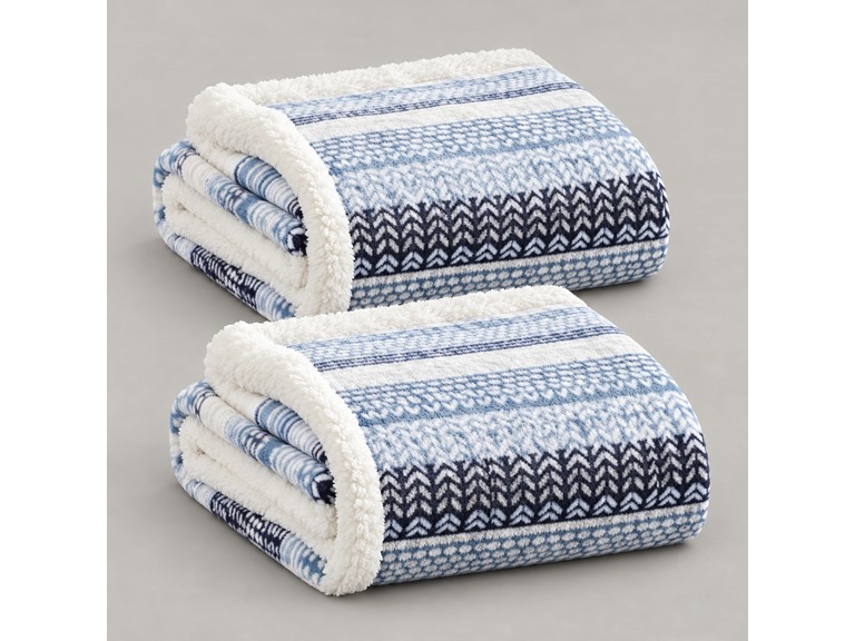 2-Pack Printed Sherpa Throw Blankets 50 x 60