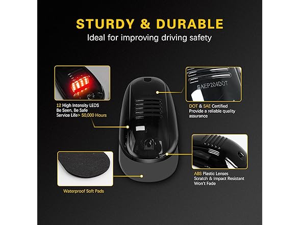 Generic Red LED Cab Lights Smoke Lens