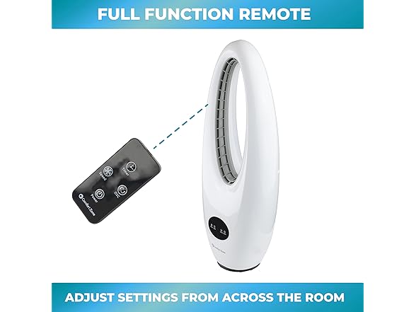 Comfort Zone 28" Oscillating Bladeless Tower Fan with Remote