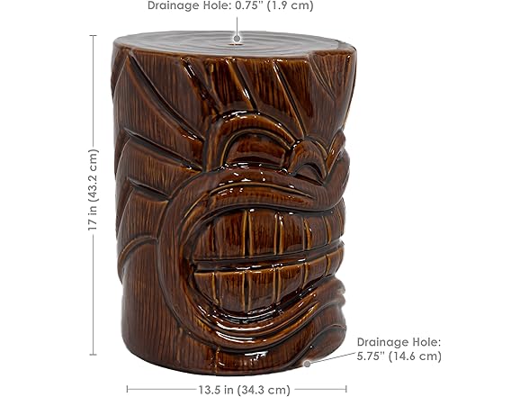 Sunnydaze Tropical Tiki Head Ceramic Garden Side Table