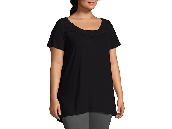 Just MY Size Women (4X) Crochet Trim Tunic Shirt