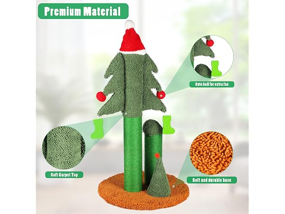 FluffyDream 32” Cat Scratching Post, Tall Christmas Tree