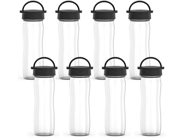 Lifefactory 16oz Glass Water Bottle with Classic Chug Cap, Set of 8