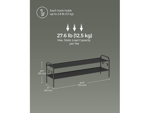 SONGMICS Shoe Rack, 2-Tier Shoe Rack Fabric Shoe Shelf