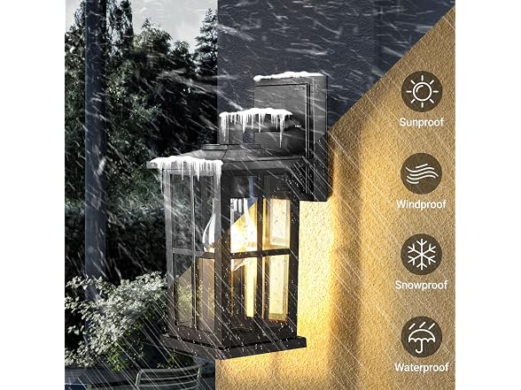 2-Pack Outdoor Wall Light Fixtures, Exterior Porch Lights, Black