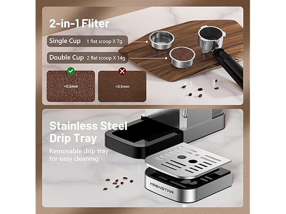 KEENSTAR Espresso Machine with Milk Tank