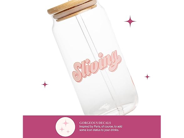 Paris Hilton Glass Tumblers Set with Iconic Decal