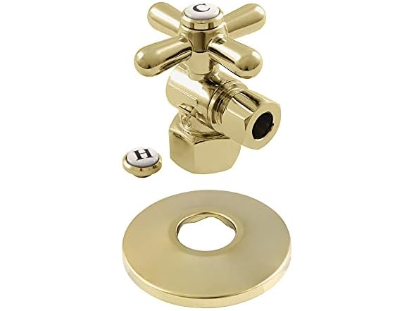 Kingston Brass Quarter-Turn Angle Shut-Off Valve, Pol Brass