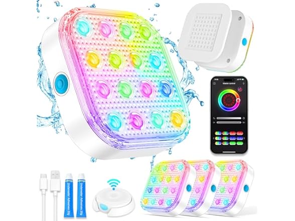 Purhem Pool Lights, Rechargeable