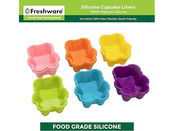 Freshware Cupcake Liners, Bear 12-Pack