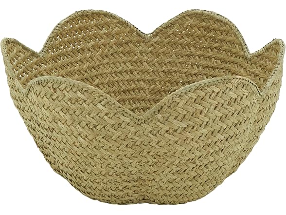 SARO LIFESTYLE Scalloped Seagrass Storage Baskets (Set of 3) 