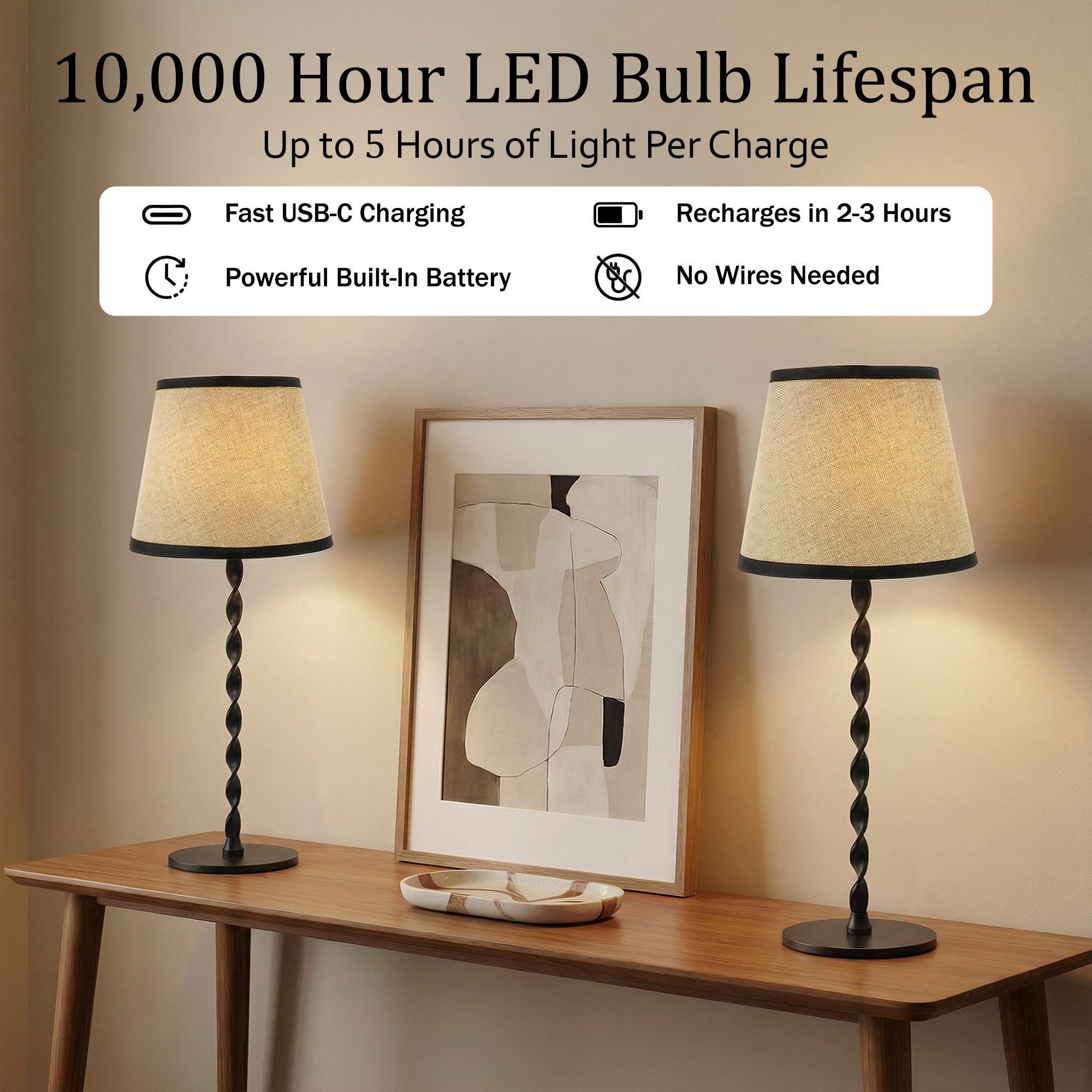Twist Stem Black Tan Shade Lamp - Gallery 21