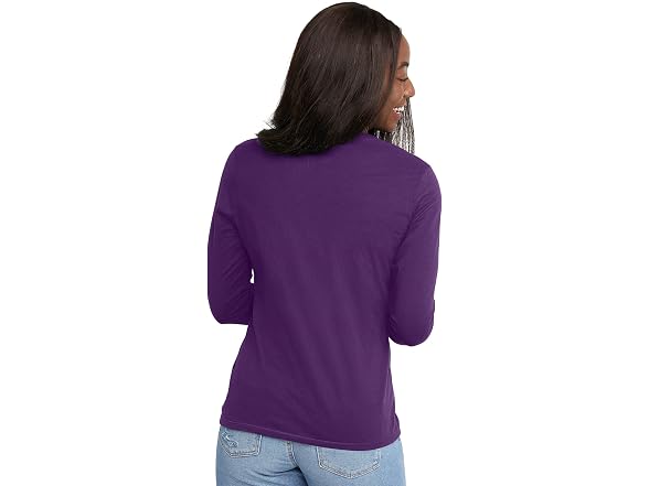 Hanes Women (S) Long Sleeve Cotton V-neck T-shirt