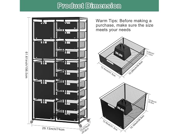 EasyPAG 15-Drawer Rolling Storage Cart