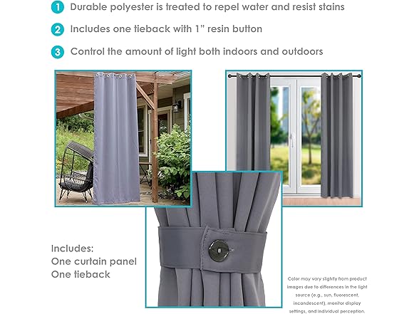 Sunnydaze Decor Blackout Panel, 52x108, Grey