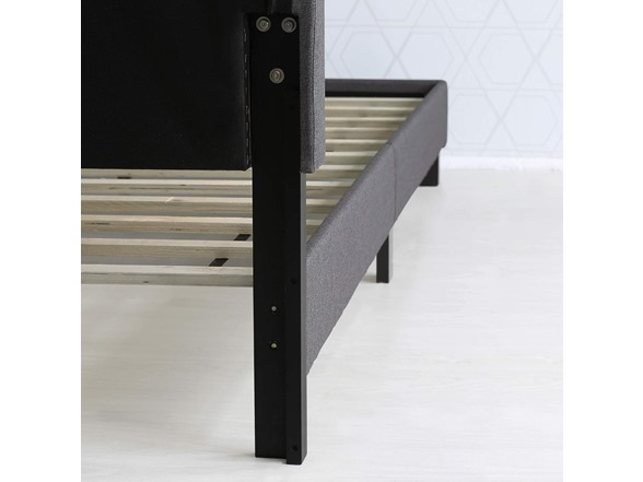 Furinno Upholstered Nail Head Bed Frame, King