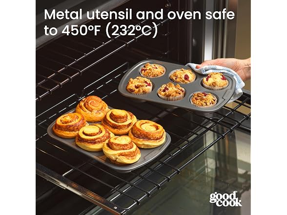 GoodCook Set of 2 Everyday Nonstick Steel Muffin Pan