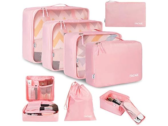 8 Pc Packing Cubes Luggage Organizers