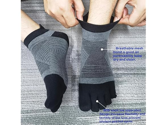 4 Pairs Unisex Toe Running Socks