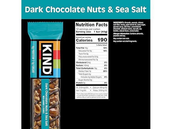 12CT KIND Nut Bars, Dark Chocolate Nuts & Sea Salt
