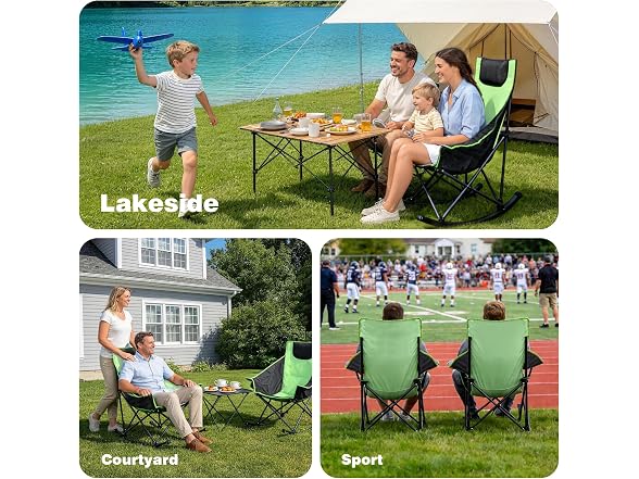 SUNNYFEEL Green 2pk Rocking Camping Chair