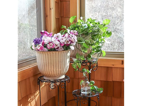 Sunnydaze Carlotta 14.75" Metal Outdoor Plant Pot Set- Set of 4