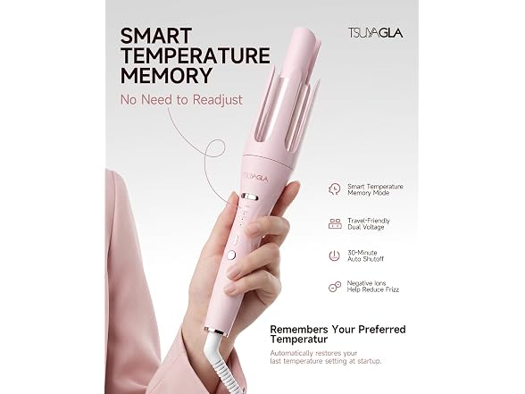 TSUYAGLA Pink 5 in 1 Automatic Curling Iron Set