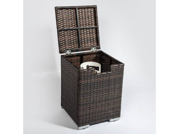 16" Brown Wicker Propane Tank Cover Table