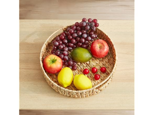 Suptinwear Handwoven Water Hyacinth Rectangular Tray with Handles
