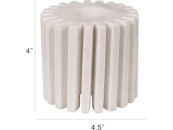 Bloomingville White Marble Candleholder, 4.5-Inch Round