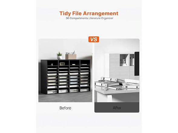Wood Literature Organizer, 36 Compartments, File