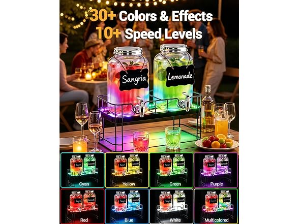 PAROTO 2pk 1-Gal Drink Dispensers w/ LED