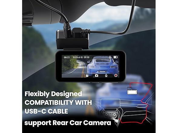 Yonvim 2.5K Dash Cam Front Rear 64GB