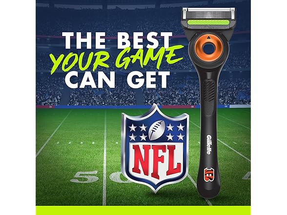 Gillette Labs Special NFL Bengals Edition Shaving Razor for Men - 1 Handle, 4 Razor Blade Refills & Magnetic Stand, GilletteLabs with Exfoliating Bar