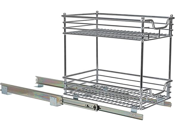  Steel 2-Tier Sliding Under Sink Cabinet Organizer