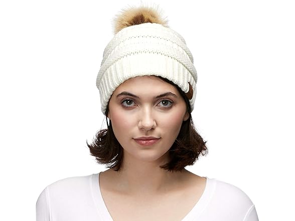 C.C CC Fur Pom Winter Fall Trendy Chunky