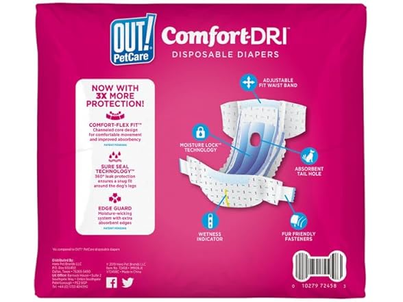 OUT! PetCare Disposable Female Dog Diapers