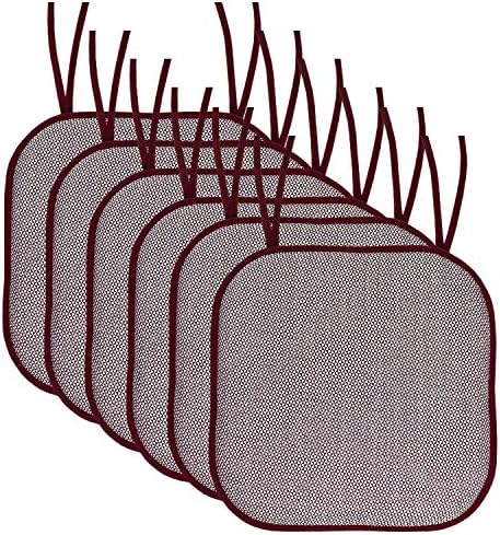 Sweet Home Collection SHC-TIES-CHAIR-PAD-CAM-WINWHT-6PK 6PK Memory foam chair cuhsions Wine/White