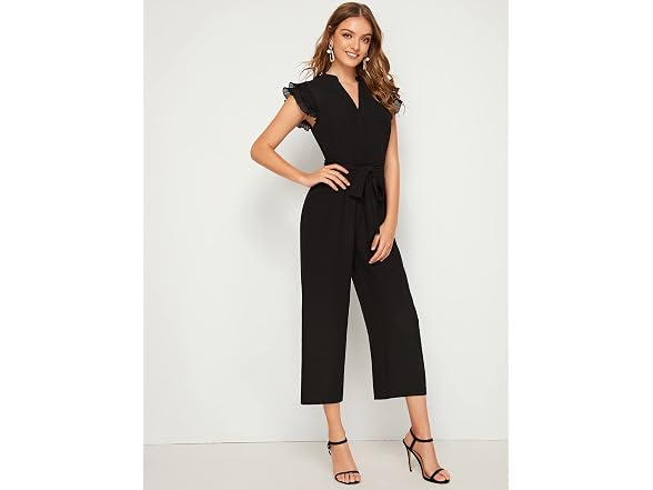 Wdirara Women (S) Layered Ruffle Cap Sleeve Pants