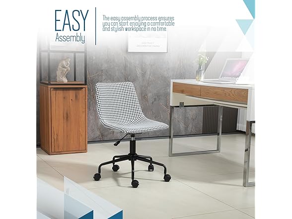 Armless Office Desk Chair in Vinyl Print