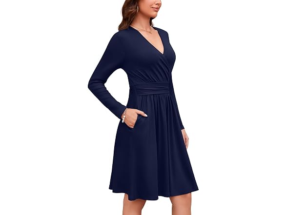Weaczzy Women (S) Long Sleeve V Neck Fall Dress