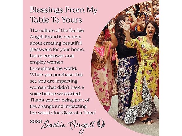 Darbie Angell Painted Daisy Tall Goblet Glasses Set of 4