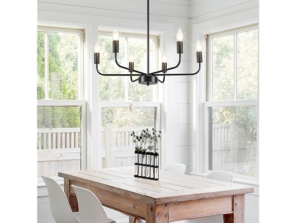 6-Light Industrial Black Chandelier
