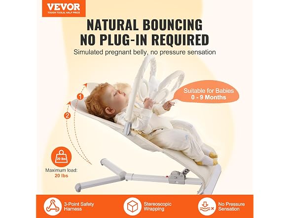 Baby Bouncer, Folding Bouncer Seat for Rotatable