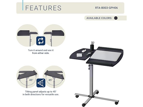 Techni Mobili Adjustable Portable Laptop Cart