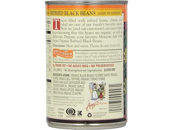 Amy's Low Sodium Black Beans 15.4oz